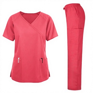 Women's Nurse Medical <b>Scrub</b> <b>Top</b> V-Neck Short Sleeves Polyester/Rayon/Spandex Woven Fabric Comfortable-Fit Quick-Dry Wrinkle OEM - Product Image 5