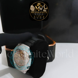 Reloj de pulsera cronógrafo analógico de lujo premium con movimiento de cuarzo, de acero inoxidable, con diamantes de moissanita helados y engaste completo de piedras para hombre - Product Image 2