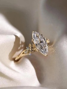 <b>Nature</b> <b>Inspired</b> Lab Grown 2.00CT Marquise Cut Diamond Solitaire <b>Ring</b> For Women's 14K Solid Gold Surprise Wedding Gift For Lover - Product Image 5