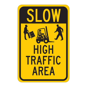 Panneau de signalisation de sécurité Brady SLOW pour zones à fort trafic - Panneau d'avertissement intérieur/extérieur en polycarbonate - Product Image 1
