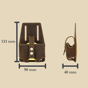 Porte-mètre ruban en cuir fait main, pochette de ceinture portable pour outils, idéal pour charpentier, électricien, ouvrier du bâtiment, à prix réduit - Product Image 5