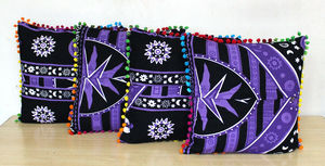 Beautiful Burning Sun Printed Cotton Square <b>Cushion</b> Cover Set Of 4 Pcs Geometric for Home <b>Bed</b> Pillow Cases By Indian Consigners - Product Image 2