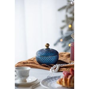 Set di 2 Barattoli in Vetro Blu con Coperchio, Eleganti Contenitori per Dolci e Decorazioni Natalizie - Product Image 5