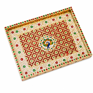 ถาดเสิร์ฟไม้ทำมือลายมีนาคารีพร้อมลายนกยูง |   ถาดอเนกประสงค์ลายสัตว์สำหรับตกแต่ง - Product Image 3