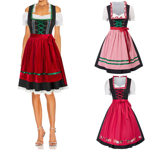 Edelweiss Creek 3-Piece German <b>Oktoberfest</b> Dirndl <b>Dress</b> Black/Red European Clothing for Bavarian Carnival Breathable Embroidery - Product Image 6