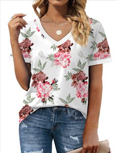 Camisetas con Cuello en V 100% Poliéster para Sublimación, Blusas Lisas de Talla Grande para Mujer, Camisetas de Sublimación para Mujer, Talla OEM - Product Image 1