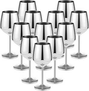 Juego de Copas de Vino de Latón Hechas a Mano, 2 Piezas, Plateadas, con Relieve, Diseño Personalizado - Product Image 3
