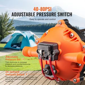 Pompa Acqua a Diaframma 12V DC per Uso Marino, 5 Camere, 5 GPM, 12V 40-100 PSI, Pressostato Automatico Regolabile 1/2F - Product Image 3