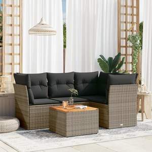 Conjunto de Sofá de Jardín de Ratán Gris Marrón, 4 Plazas, Resistente a la Intemperie, Muebles de Exterior de Diseño Contemporáneo - Product Image 1
