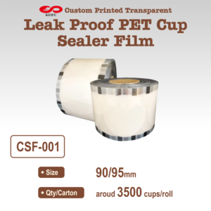 KEIFU Custom Printed Transparent 90/95mm Leak Proof PET Cup Sealer Film 350M Length OEM/ODM Beverage for <b>Bubble</b> Tea Coffee Juice - Product Image 1