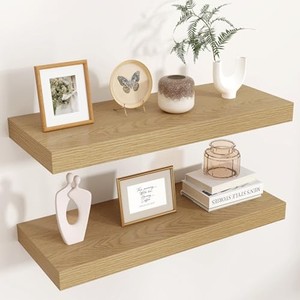 Acacia Wood <b>Rustic</b> Farmhouse Floating <b>Shelf</b> Distressed Cream Wholesale - Product Image 2