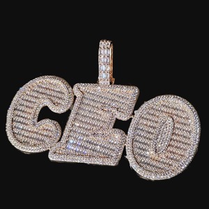 Letter Name <b>Pendant</b> 18K Gold Filled Moissanite Baguette Cut Channel Setting Luxury Themed Charms Custom Two Tone <b>Initial</b> <b>Pendant</b> - Product Image 4