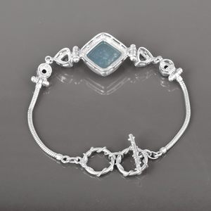 Nouveauté 2026 : Bracelet artisanal en argent sterling 925 massif avec pierres précieuses authentiques Aigue-marine, Péridot et Améthyste – Bijoux raffinés pour femme - Product Image 3