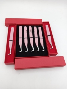 Pince à épiler GETUP BROSONS IMPEX personnalisée avec logo, pointe lisse rose clair à 90 degrés, revêtement anti-magnétique, pour extensions de cils, haute qualité - Product Image 3