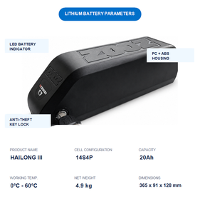 แบตเตอรี่เหลว SES Hailong II 51.8V 20Ah สำหรับจักรยานไฟฟ้า สกู๊ตเตอร์ไฟฟ้า 500 รอบการใช้งาน - Product Image 3