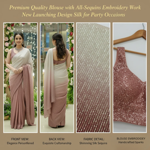 Chemise en soie de qualité supérieure avec broderie de paillettes sur toute la surface |   Nouvelle collection de vêtements de fête, de cérémonie et de mariage pour femmes - Product Image 5