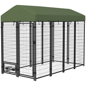 Recinto per Cani Grande 8FT X 4FT X 6FT con Ciotole Girevoli e Copertura Impermeabile - Product Image 1