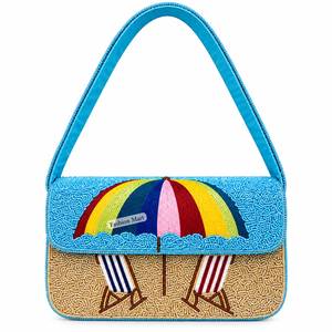 Bolso de Hombro con Solapa y Cuentas Amarillas, Hecho a Mano, con Patrón de Piña y Gafas de Sol, Bolso de Noche - Product Image 3