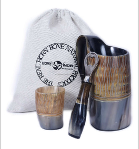 Taza para beber Medieval de cuerno de búfalo genuino de alta calidad, jarra de cerveza de buey más vendida, Taza de cerámica vikinga hecha a mano para fiestas - Product Image 2