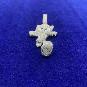 Hip hop jewellery moissanite iced out cartoon character pendant full pave <b>silver</b> tone bling necklace <b>men</b> women party gift - Product Image 2
