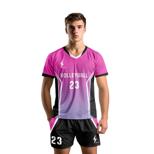 Conjunto de Camiseta de Voleibol Unisex Sublimada con Cuello en V, Manga Larga, Absorbente de Humedad, Reversible, Poliéster/Algodón, Cintura Elástica, Deportiva - Product Image 4