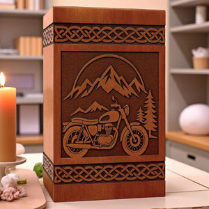 Handmade Wooden Motorcycle Urn: Custom Engraved Memorial Keepsake urn Memorial Keepsake by AYAANS - Product Image 4