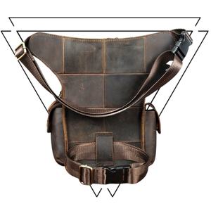 High Quality Custom LLB-0073E Retro Genuine Leather Zipper Closure Anti-Theft Waist Bag Drop <b>Leg</b> Sport Bag Vintage Style - Product Image 3