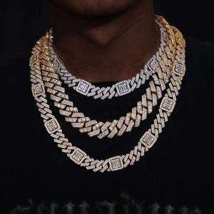 Collier unisexe de luxe Hip Hop Iced Out avec croix en diamant Moissanite VVS et chaîne Miami Cuban Link plaqué or 18 carats et rhodium - Product Image 5