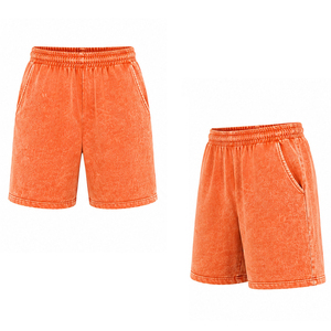 Shorts délavés pour hommes, style vintage, en coton molletonné, coupe ample, pour l'été, le streetwear, la gym, l'entraînement, personnalisables, vente en gros - Product Image 5
