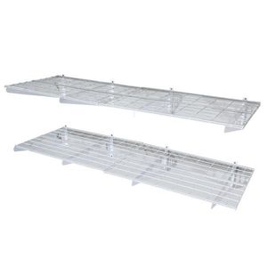 Set di 2 Mensole Galleggianti Bianche 2x6ft (61x183cm), Scaffale per Garage, Organizzatore in Ferro e Tessuto per Casa e Cucina - Product Image 2