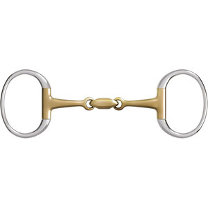 Snaffle Bit Stainless Steel with Copper <b>Silicon</b> Brass Eggbutt and D-Ring Jointed Loose Ring Equestrian Horse Tack 5 Inch - Product Image 1