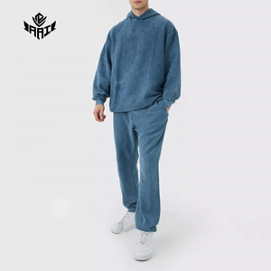 Custom <b>Men</b> Corduroy Hoodie Tracksuit Set <b>Pullover</b> Hooded Top Pants Two Piece Casual Streetwear Wholesale - Product Image 1