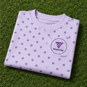 Women's Lavender <b>Crewneck</b> Sweatshirt with Purple Allover Polka Dots Long Sleeve Custom Logo - Product Image 5