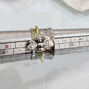 Honey <b>Bee</b> Spinner Ring 925 Sterling Silver Handmade Fidget Thumb Ring For Unisex Elegant Wedding or Party <b>Gift</b> - Product Image 2
