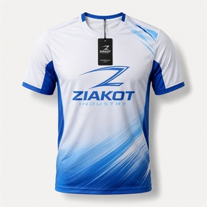 Camiseta Deportiva Personalizada para Hombre, Diseño Nuevo de la Industria ZIAKOT, Azul, Blanco y Azul Claro - Product Image 1