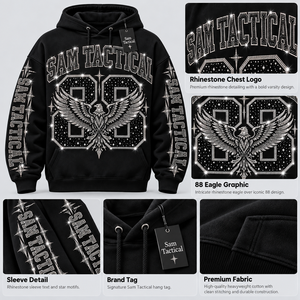 Sudadera con Capucha Negra para Hombre Sam Tactical, con Estampado de Letras con Pedrería, Estilo Hip Hop, Precio al por Mayor, OEM, Precio Económico, Personalización - Product Image 6
