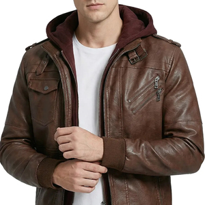 High Street Men'<b>s</b> Bomber <b>Jacket</b> 100% Genuine Sheep Leather Slim Fit Zipper Breathable Hooded Leather <b>Jackets</b> - Product Image 6