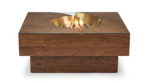 Modern Wood Coffee <b>Table</b> with Tempered Glass Top and Built in <b>Fire</b> <b>Pit</b> Feature Home Furniture for Living Room Decor - Product Image 2