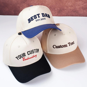 Gorras de Béisbol Bordadas Personalizadas al por Mayor con Texto de 2 Tonos para Hombres y Mujeres, Gorras de Estilo Deportivo de Algodón de Alta Calidad Multicolores - Product Image 1