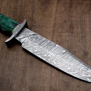 Couteau Bowie en acier Damas fait main de haute qualité, forgé, pour le camping et le bushcraft, lame fixe, fournisseur OEM - Product Image 2