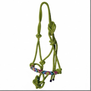 Cabestro de Cuerda Verde para Caballo |   Cuerda de poliéster resistente a la intemperie con nudo Fiador, tejida a mano y con diseño, para entrenamiento ecuestre. - Product Image 1