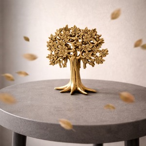 SHUBHAM Brass <b>Tree</b> Life Figurine Gold Plated Handmade Polished Modern Geometric <b>Tabletop</b> Vase Living Room Home Decor Gift - Product Image 3