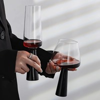 Verres à pied noirs rétro, verres ronds simples et élégants, verres à vin créatifs faits à la main, verres à champagne, verres à cocktail Mojito, cadeaux