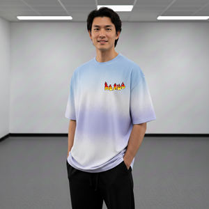 Nouveaux T-shirts Homme Oversize Tendance 100% Coton Effet Pulvérisé Épaules Tombantes Col Rond Manches Courtes Respirants Grandes Tailles Hip Hop - Product Image 1