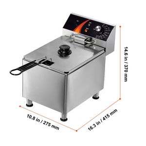 Freidora Eléctrica Comercial de Sobremesa de 1750W con Patas Ajustables, Cesta de Acero Inoxidable de 12Qt/11.5L - Product Image 5