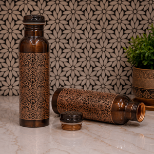 Ensemble cadeau de bouteille d'eau en cuivre personnalisée avec verres assortis, plateau de service décoratif, vaisselle ayurvédique, vente en gros OEM - Product Image 3