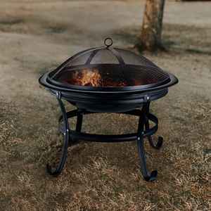 Brasero de Leña para Exteriores con Parrilla para Asar, Pantalla Antichispas, Calentador de Acero para Patio y Jardín, Brasero para Acampar en el Patio Trasero - Product Image 3