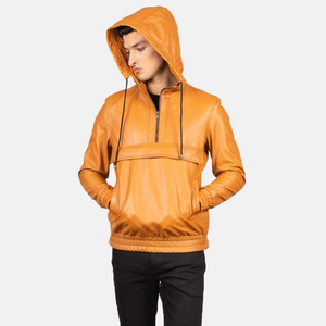 Veste à capuche en cuir véritable pour homme, qualité supérieure, élégante, vêtement d'extérieur d'hiver chaud et confortable, décontractée, pour moto, extérieur - Product Image 5