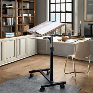 Escritorio plegable para ordenador portátil de altura ajustable con superficie de metal y madera Escritorio de pie convertible multifuncional para oficina en casa - Product Image 1