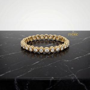 กำไลข้อมือเพชรเทียมทรงคุชชั่นแบบฝังขอบเงินชุบทองคำขาว ดีไซน์หรูหรา ระยิบระยับ เหมาะสำหรับงานแต่งงาน - Product Image 1